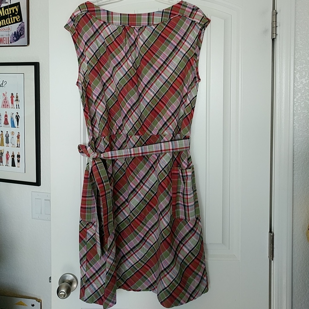 Lands End Madras Plaid with Pockets EUC 12 Dress